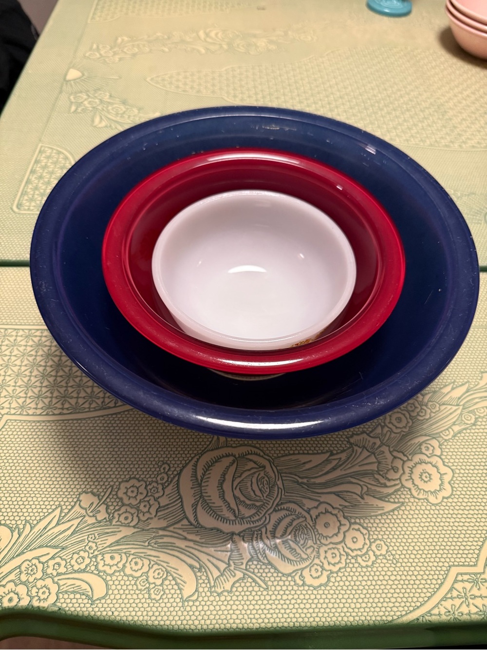 Stackable Mixing Bowls Set - Blue, Red, White